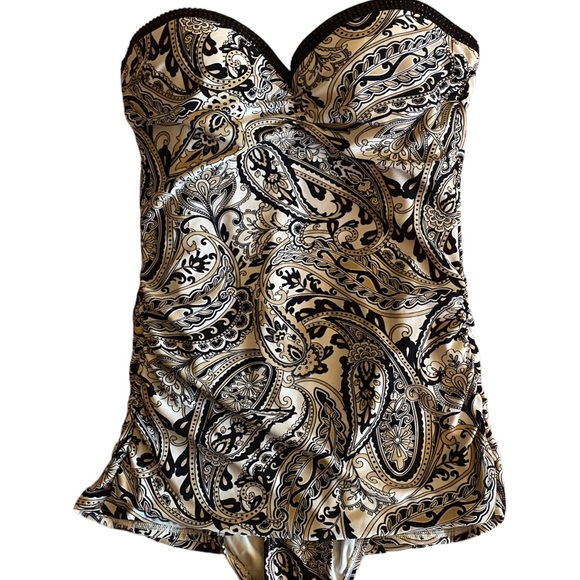 Carmen Marc Valvo Other - Carmen Marc Valvo strapless swimsuit. paisley with black rhinestones siz…